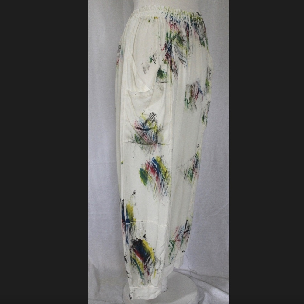 Sarah Santos Cream Wide Leg with Cuffs Pants Sz S - Picture 2 of 9